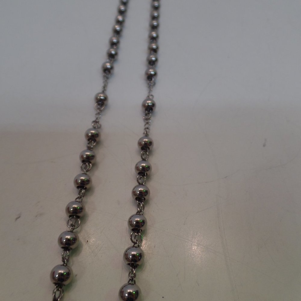 BNWT Black Jack $89 Stainless Steel Silver Color Rosary Prayer Beads - Picture 9 of 9